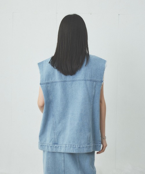 Happy John（ハッピージョン）の「fringe denim vest/フリンジデニムベスト（ベスト・レディース・チャコールグレー/サックスブルー・FREE）」の19枚目の写真