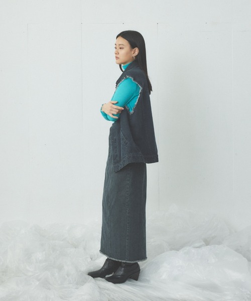 Happy John（ハッピージョン）の「fringe denim vest/フリンジデニムベスト（ベスト・レディース・チャコールグレー/サックスブルー・FREE）」の15枚目の写真