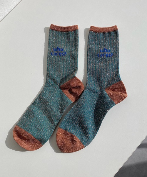 DouDou（ドゥドゥ）の「ラメロゴソックス（ソックス/靴下・レディース・ブラック/ベージュ/グリーン・FREE）」の7枚目の写真