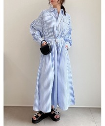 Re:EDIT | [低身長サイズ有]ウエストベルト付きシャツワンピース(シャツワンピース)