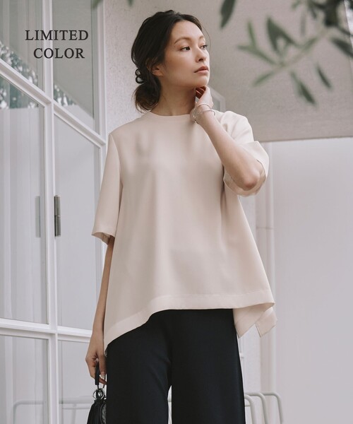ICB（アイシービー）の「【接触冷感・UVケア・速乾・洗える】FluidBackSatin Tブラウス（シャツ/ブラウス・レディース・スカイブルー系/カーキ系/ローズ系/ネイビー系/ライトイエロー系・0/4/6/2）」の5枚目の写真
