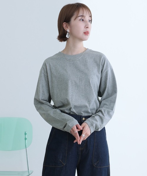 セール】天竺ラウンドヘムロンTシャツ 長袖（Tシャツ/カットソー