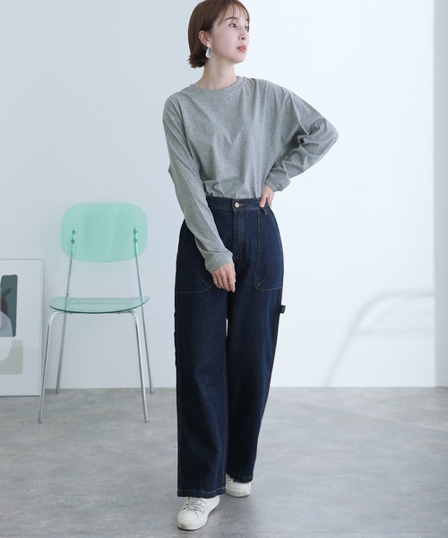 ElegChic（エレグシック）の「天竺ラウンドヘムロンTシャツ 長袖（Tシャツ/カットソー・レディース・ブラック/チャコールグレー/杢グレー/ホワイト・L/3L/5L）」の20枚目の写真