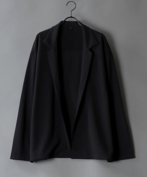 SITRY（シトリー）の「amundsen tailored collar BIG jacket/梨地織り テーラード カラー ビッグ ジャケット セットアップ対応可（テーラードジャケット・メンズ・ブラック/チャコールグレー/ベージュ/グレー/グリーン/カーキ/ブラウン/ネイビー・M/L/LL）」の2枚目の写真