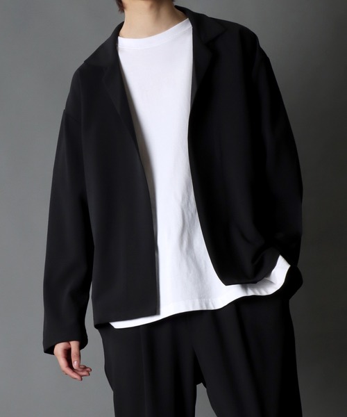 SITRY（シトリー）の「amundsen tailored collar BIG jacket/梨地織り テーラード カラー ビッグ ジャケット セットアップ対応可（テーラードジャケット・メンズ・ブラック/チャコールグレー/ベージュ/グレー/グリーン/カーキ/ブラウン/ネイビー・M/L/LL）」の15枚目の写真