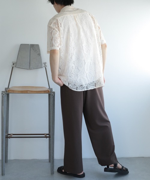 SENSE OF PLACE by URBAN RESEARCH（センスオブプレイスバイアーバンリサーチ）の「『ユニセックス』ペイズリーレースシャツ(5分袖)（シャツ/ブラウス・メンズ・ライトカーキ/チャコールグレー/アイボリー・LARGE/MEDIUM）」の13枚目の写真