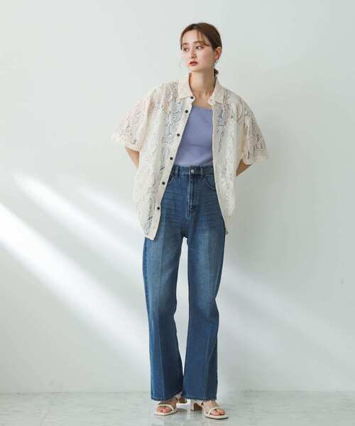 SENSE OF PLACE by URBAN RESEARCH（センスオブプレイスバイアーバンリサーチ）の「『ユニセックス』ペイズリーレースシャツ(5分袖)（シャツ/ブラウス・メンズ・ライトカーキ/チャコールグレー/アイボリー・LARGE/MEDIUM）」の14枚目の写真