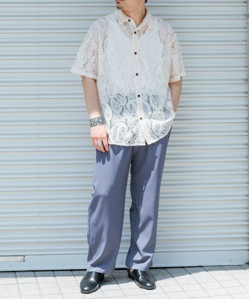 SENSE OF PLACE by URBAN RESEARCH（センスオブプレイスバイアーバンリサーチ）の「『ユニセックス』ペイズリーレースシャツ(5分袖)（シャツ/ブラウス・メンズ・ライトカーキ/チャコールグレー/アイボリー・LARGE/MEDIUM）」の22枚目の写真