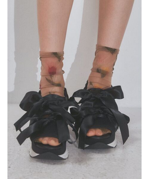 merry jenny（メリージェニー）の「リボンスニーカーサンダル（サンダル・レディース・ブラック/ピンク/アイボリー・SMALL/MEDIUM/LARGE）」の7枚目の写真