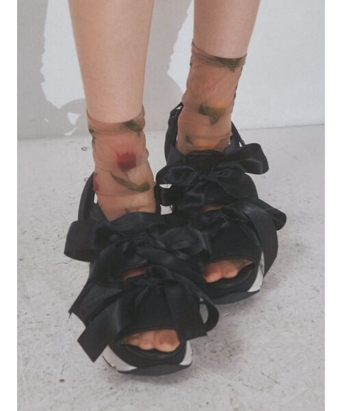 merry jenny（メリージェニー）の「リボンスニーカーサンダル（サンダル・レディース・ブラック/ピンク/アイボリー・SMALL/MEDIUM/LARGE）」の4枚目の写真