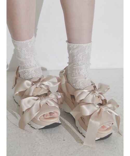 merry jenny（メリージェニー）の「リボンスニーカーサンダル（サンダル・レディース・ブラック/ピンク/アイボリー・SMALL/MEDIUM/LARGE）」の19枚目の写真