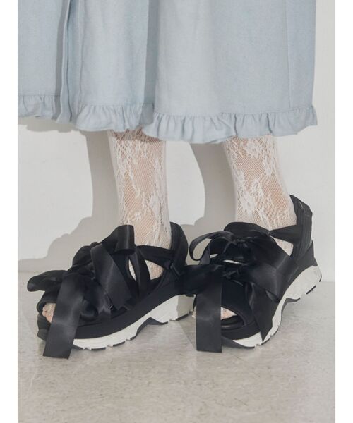 merry jenny（メリージェニー）の「リボンスニーカーサンダル（サンダル・レディース・ブラック/ピンク/アイボリー・SMALL/MEDIUM/LARGE）」の18枚目の写真