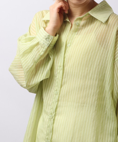 Blasty（ブラスティー）の「BLASTY シアーストライプシャツ（シャツ/ブラウス・レディース・グリーン/ピンク/アイボリー・F）」の16枚目の写真
