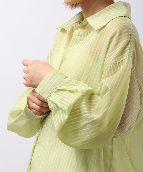 Blasty（ブラスティー）の「BLASTY シアーストライプシャツ（シャツ/ブラウス・レディース・グリーン/ピンク/アイボリー・F）」の12枚目の写真