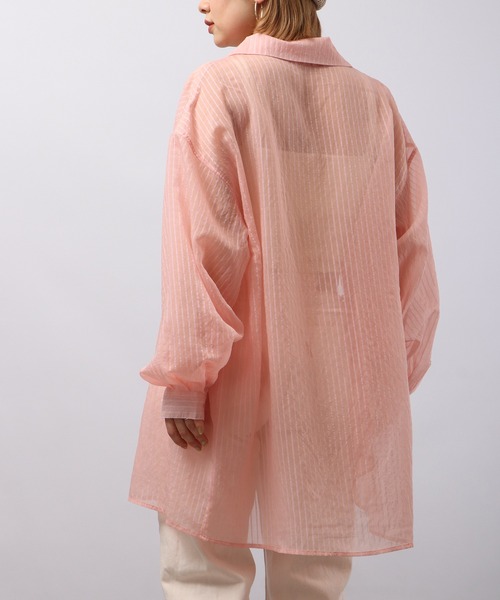 Blasty（ブラスティー）の「BLASTY シアーストライプシャツ（シャツ/ブラウス・レディース・グリーン/ピンク/アイボリー・F）」の6枚目の写真