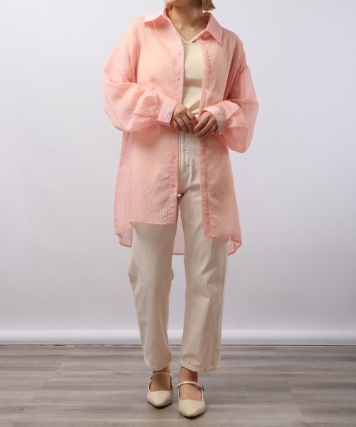 Blasty（ブラスティー）の「BLASTY シアーストライプシャツ（シャツ/ブラウス・レディース・グリーン/ピンク/アイボリー・F）」の14枚目の写真