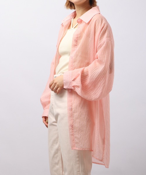 Blasty（ブラスティー）の「BLASTY シアーストライプシャツ（シャツ/ブラウス・レディース・グリーン/ピンク/アイボリー・F）」の9枚目の写真