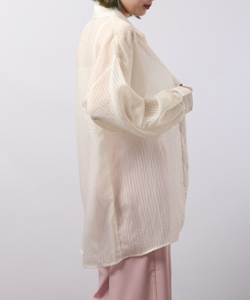 Blasty（ブラスティー）の「BLASTY シアーストライプシャツ（シャツ/ブラウス・レディース・グリーン/ピンク/アイボリー・F）」の19枚目の写真