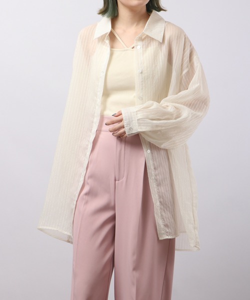 Blasty（ブラスティー）の「BLASTY シアーストライプシャツ（シャツ/ブラウス・レディース・グリーン/ピンク/アイボリー・F）」の11枚目の写真