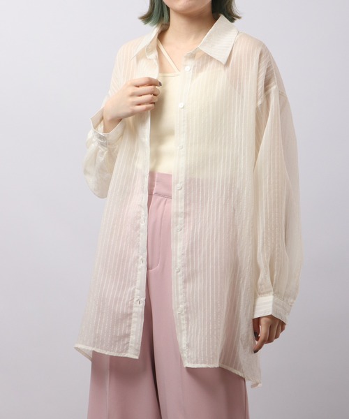 Blasty（ブラスティー）の「BLASTY シアーストライプシャツ（シャツ/ブラウス・レディース・グリーン/ピンク/アイボリー・F）」の15枚目の写真