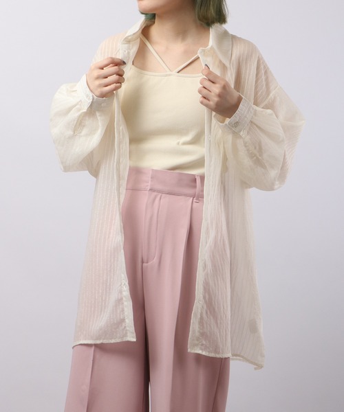 Blasty（ブラスティー）の「BLASTY シアーストライプシャツ（シャツ/ブラウス・レディース・グリーン/ピンク/アイボリー・F）」の22枚目の写真