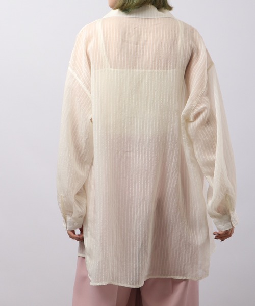 Blasty（ブラスティー）の「BLASTY シアーストライプシャツ（シャツ/ブラウス・レディース・グリーン/ピンク/アイボリー・F）」の4枚目の写真