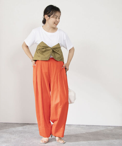 Rie Miller(リエミラー)の「ビスチェ付きTシャツ(Tシャツ/カットソー・レディース・ブラック/ホワイト系その他4/ホワイト系その他5・38)」の12枚目の写真