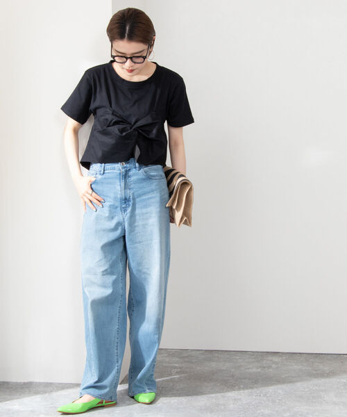 Rie Miller(リエミラー)の「ビスチェ付きTシャツ(Tシャツ/カットソー・レディース・ブラック/ホワイト系その他4/ホワイト系その他5・38)」の18枚目の写真