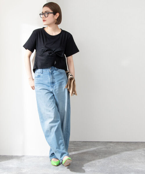 Rie Miller(リエミラー)の「ビスチェ付きTシャツ(Tシャツ/カットソー・レディース・ブラック/ホワイト系その他4/ホワイト系その他5・38)」の19枚目の写真