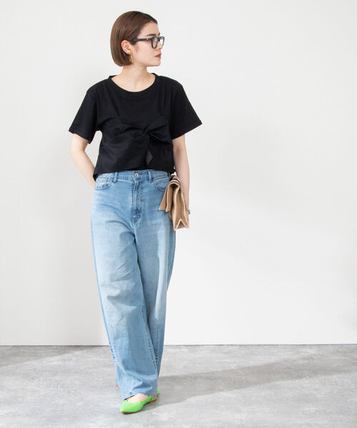 Rie Miller(リエミラー)の「ビスチェ付きTシャツ(Tシャツ/カットソー・レディース・ブラック/ホワイト系その他4/ホワイト系その他5・38)」の21枚目の写真