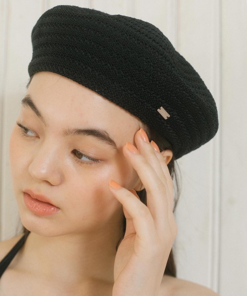 TINA：JOJUN（ティーナジョジュン）の「チャーム付き サマーベレー帽 TINA：JOJUN（ハンチング/ベレー帽・レディース・ブラック・F）」の7枚目の写真