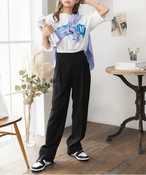 ad thie(アドティエ)の「カレッジロゴ SANTAMONIKA プリントロゴTシャツ(Tシャツ/カットソー・レディース・ピンクベージュ/ベージュ/グリーン/ブルー系その他/ブラック/ダークブラウン/ライトブルー・FREE)」の16枚目の写真