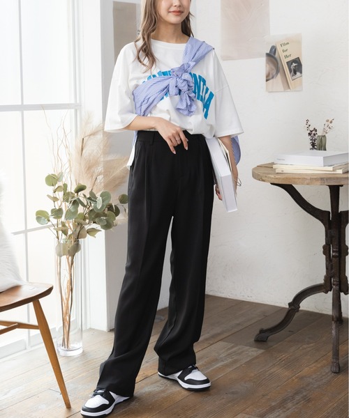 ad thie(アドティエ)の「カレッジロゴ SANTAMONIKA プリントロゴTシャツ(Tシャツ/カットソー・レディース・ピンクベージュ/ベージュ/グリーン/ブルー系その他/ブラック/ダークブラウン/ライトブルー・FREE)」の17枚目の写真