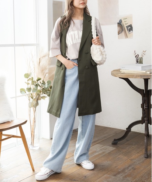 ad thie(アドティエ)の「カレッジロゴ SANTAMONIKA プリントロゴTシャツ(Tシャツ/カットソー・レディース・ピンクベージュ/ベージュ/グリーン/ブルー系その他/ブラック/ダークブラウン/ライトブルー・FREE)」の21枚目の写真