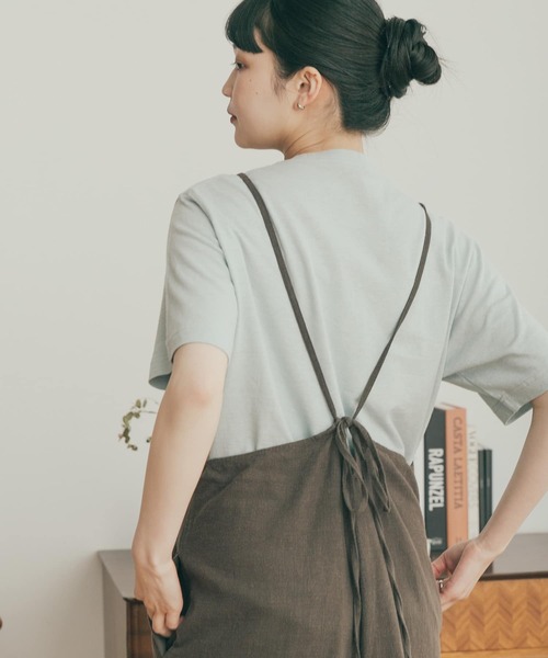 FORK&SPOON(フォークアンドスプーン)の「FORK&SPOON ベルギーリネンショートスリーブTシャツ(Tシャツ/カットソー・レディース・チャコールグレー/ブルー系その他/オフホワイト・1)」の3枚目の写真
