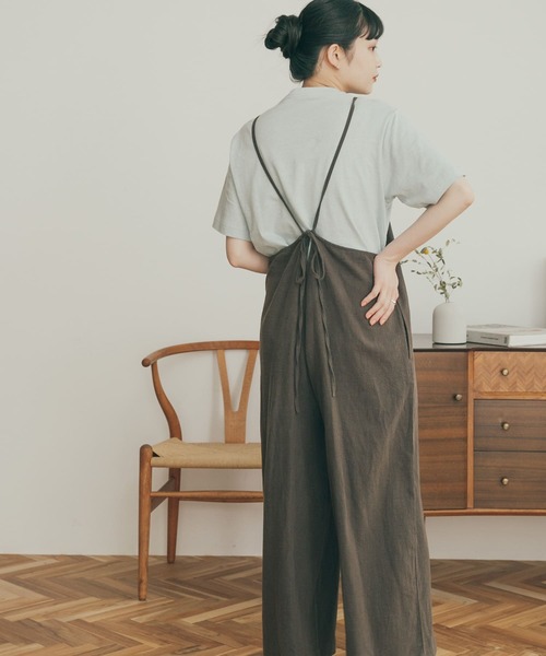 FORK&SPOON(フォークアンドスプーン)の「FORK&SPOON ベルギーリネンショートスリーブTシャツ(Tシャツ/カットソー・レディース・チャコールグレー/ブルー系その他/オフホワイト・1)」の10枚目の写真