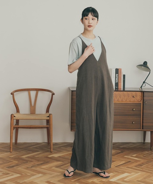 FORK&SPOON(フォークアンドスプーン)の「FORK&SPOON ベルギーリネンショートスリーブTシャツ(Tシャツ/カットソー・レディース・チャコールグレー/ブルー系その他/オフホワイト・1)」の16枚目の写真