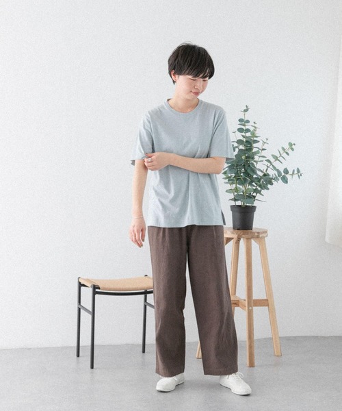 FORK&SPOON(フォークアンドスプーン)の「FORK&SPOON ベルギーリネンショートスリーブTシャツ(Tシャツ/カットソー・レディース・チャコールグレー/ブルー系その他/オフホワイト・1)」の17枚目の写真