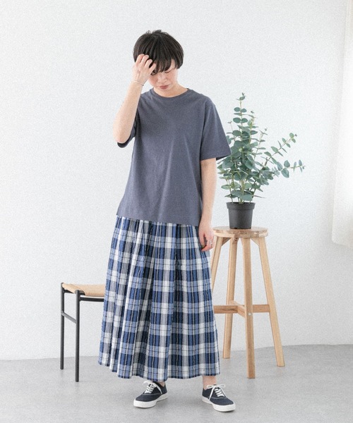 FORK&SPOON(フォークアンドスプーン)の「FORK&SPOON ベルギーリネンショートスリーブTシャツ(Tシャツ/カットソー・レディース・チャコールグレー/ブルー系その他/オフホワイト・1)」の13枚目の写真