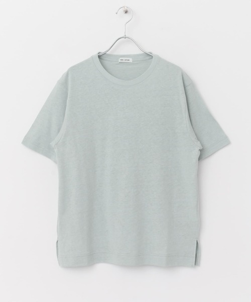 FORK&SPOON(フォークアンドスプーン)の「FORK&SPOON ベルギーリネンショートスリーブTシャツ(Tシャツ/カットソー・レディース・チャコールグレー/ブルー系その他/オフホワイト・1)」の14枚目の写真