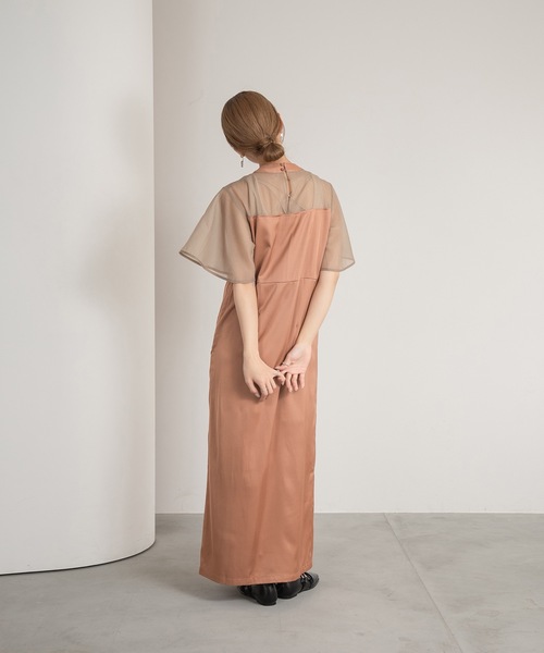 Amiur（エミレ）の「sheer flare sleeve dress（ワンピース・レディース・ブラック/グレイッシュベージュ/オレンジ系・M/S）」の21枚目の写真