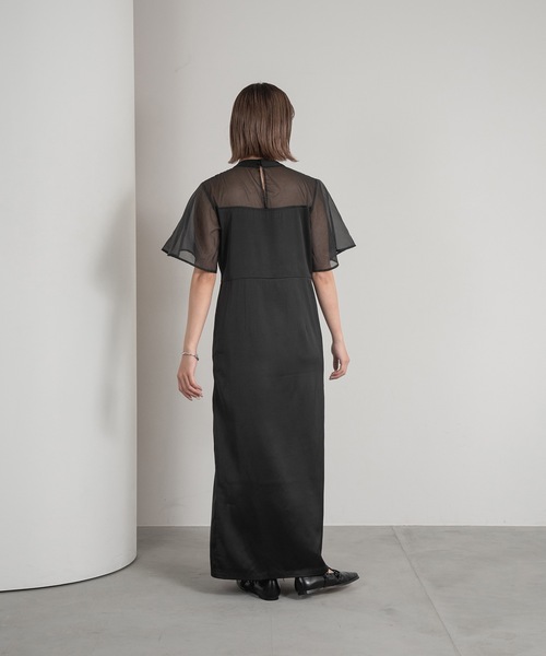 Amiur（エミレ）の「sheer flare sleeve dress（ワンピース・レディース・ブラック/グレイッシュベージュ/オレンジ系・M/S）」の19枚目の写真