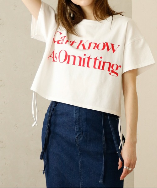 Per sist ence(パーシエンス)の「Per sist ence/パーシエンス サイドドロストクロップド丈Tシャツ(Tシャツ/カットソー・レディース・ホワイト/ブラック・FREE)」の1枚目の写真
