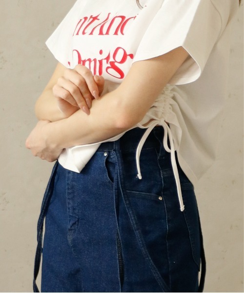 Per sist ence(パーシエンス)の「Per sist ence/パーシエンス サイドドロストクロップド丈Tシャツ(Tシャツ/カットソー・レディース・ホワイト/ブラック・FREE)」の15枚目の写真
