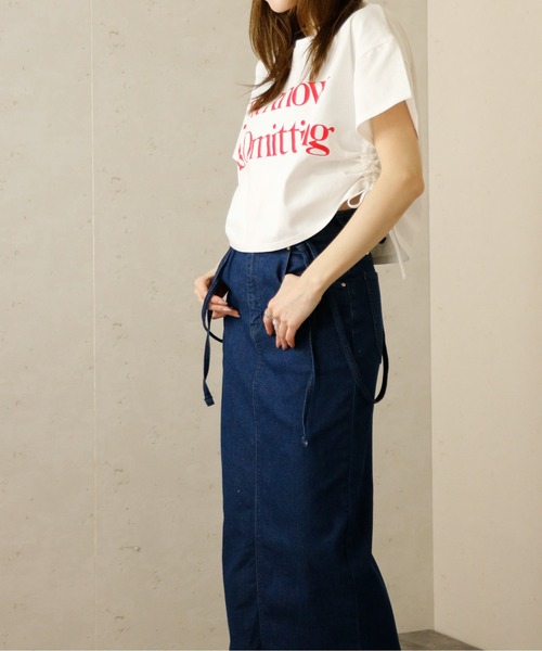 Per sist ence(パーシエンス)の「Per sist ence/パーシエンス サイドドロストクロップド丈Tシャツ(Tシャツ/カットソー・レディース・ホワイト/ブラック・FREE)」の19枚目の写真