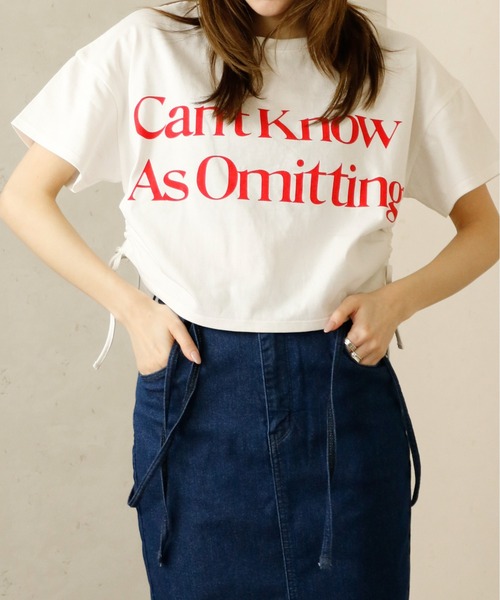 Per sist ence(パーシエンス)の「Per sist ence/パーシエンス サイドドロストクロップド丈Tシャツ(Tシャツ/カットソー・レディース・ホワイト/ブラック・FREE)」の8枚目の写真