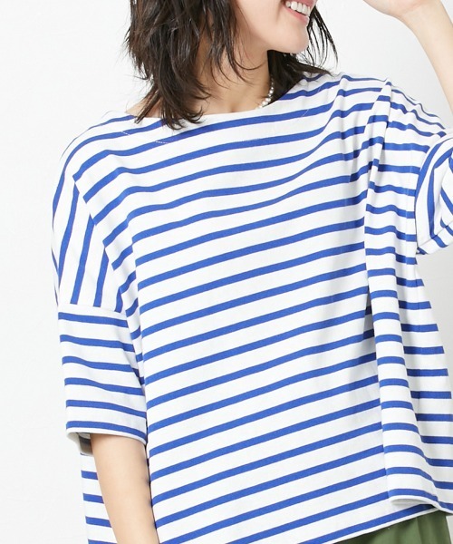 Le temps riche（ルタンリッシュ）の「【販売終了】バスクボーダーハーフスリーブＴシャツ ＜Le temps riche＞（Tシャツ/カットソー・レディース・ブルー/ネイビー/レッド・M/L）」の4枚目の写真