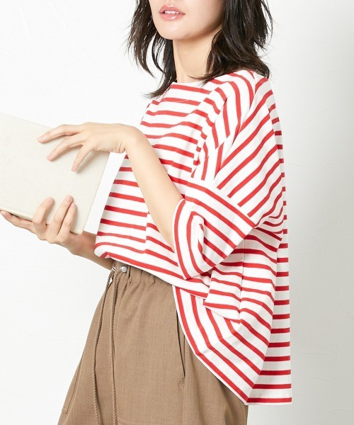 Le temps riche（ルタンリッシュ）の「【販売終了】バスクボーダーハーフスリーブＴシャツ ＜Le temps riche＞（Tシャツ/カットソー・レディース・ブルー/ネイビー/レッド・M/L）」の9枚目の写真