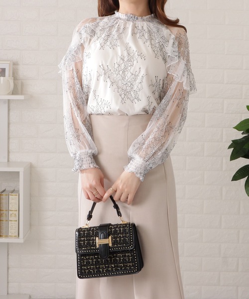 Lace Ladies(レースレディース)の「フリルハイネックレーシィブラウス(シャツ/ブラウス・レディース・ピンク/ブルー/ホワイト/ブラック・FREE/S)」の6枚目の写真