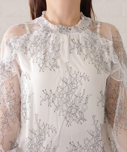 Lace Ladies(レースレディース)の「フリルハイネックレーシィブラウス(シャツ/ブラウス・レディース・ピンク/ブルー/ホワイト/ブラック・FREE/S)」の10枚目の写真